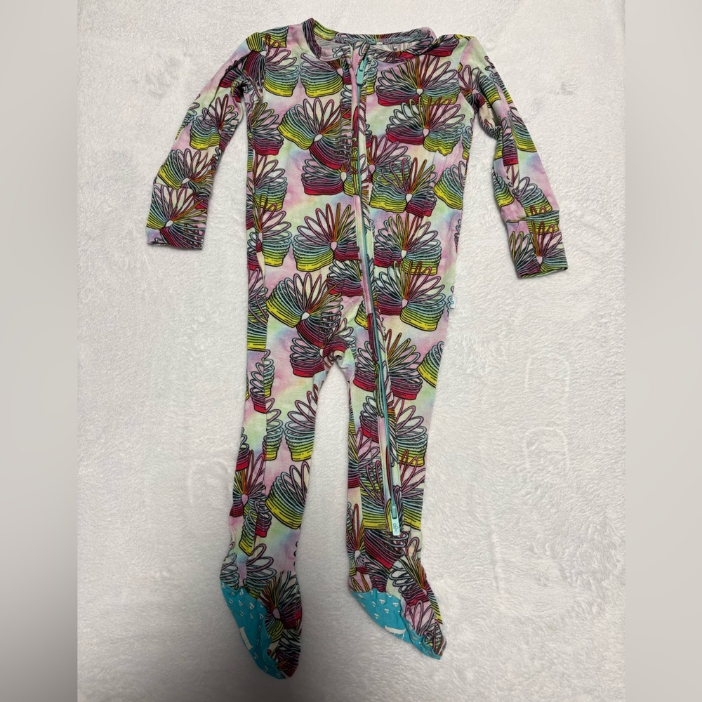 Posh Peanut Slinky Footie Zippy 3-6 Months Bamboo Rainbow Print